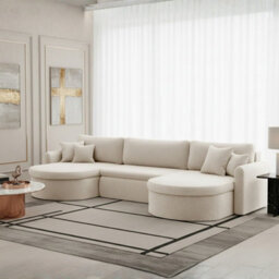 Verona U Corner Sofa Bed With Storage Container White - thumbnail 1