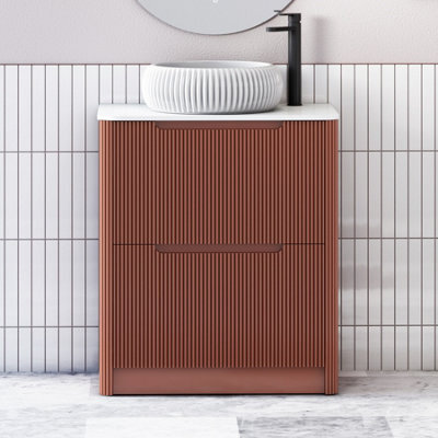 Royal Bathrooms Avenza 600mm Terracotta Clay Floor Standing Countertop Bathroom Vanity Unit 2 Drawer With Milan Basin - image 1