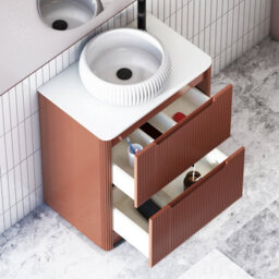 Royal Bathrooms Avenza 600mm Terracotta Clay Floor Standing Countertop Bathroom Vanity Unit 2 Drawer With Milan Basin - thumbnail 5