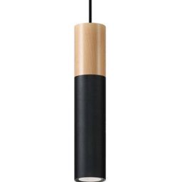 Sollux Lighting Pablo Steel & Wood Natural 1 Light Classic Pendant Ceiling Light - thumbnail 3