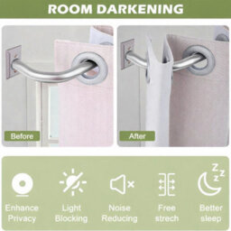 Oxford Homeware Satin Chrome Effect Blackout Curtain Rod Extendable Pole With Metal Curved Finials,(L)700mm-1200mm (Dia)28mm - thumbnail 8