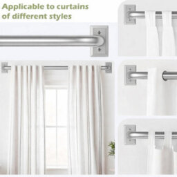 Oxford Homeware Satin Chrome Effect Blackout Curtain Rod Extendable Pole With Metal Curved Finials,(L)700mm-1200mm (Dia)28mm - thumbnail 2