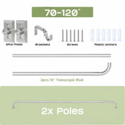 Oxford Homeware Satin Chrome Effect Blackout Curtain Rod Extendable Pole With Metal Curved Finials,(L)700mm-1200mm (Dia)28mm - thumbnail 4