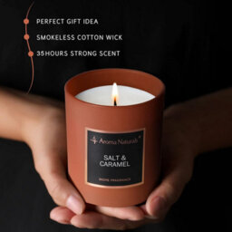 Aroma Naturals Candle 215G Salt & Caramel Soy Wax Scented 35H Burn Time - thumbnail 3