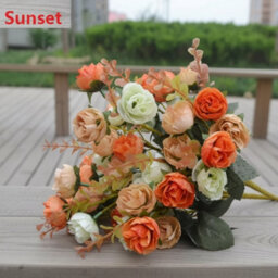 Artificial Silk Uv Resistant Flowers Indoor Outdoor Decor Without Pot