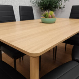 Kosy Koala Modern Rectangle Wood Effect Dining Table Set With 6 Black Faux Leather Chairs Dining Room Furniture - thumbnail 3