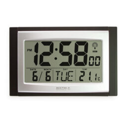 Acctim Stratus 74053 Radio Controlled Wall Desk Clock, Black, Large Display - thumbnail 1