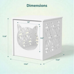 2-Tier Accent Table With Cat Cabin & Light, Small Side Table For Indoor Outdoor White - thumbnail 2