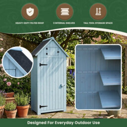 Outdoor Brighton Garden Wooden Storage Cabinet Or Tool Shed In Blue/green - thumbnail 5