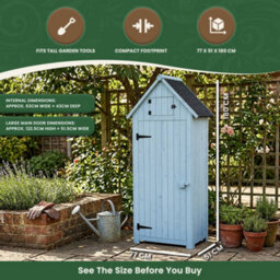 Outdoor Brighton Garden Wooden Storage Cabinet Or Tool Shed In Blue/green - thumbnail 6