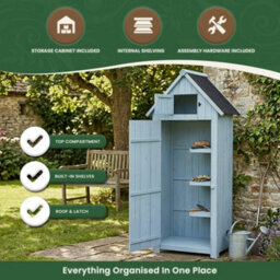 Outdoor Brighton Garden Wooden Storage Cabinet Or Tool Shed In Blue/green - thumbnail 7