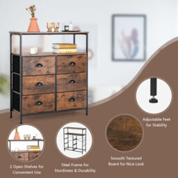 Costway 6-Drawer Dresser Cabinet Industrial Chest Of Drawers W/ Foldable Fabric Drawers - thumbnail 6