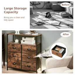 Costway 6-Drawer Dresser Cabinet Industrial Chest Of Drawers W/ Foldable Fabric Drawers - thumbnail 4