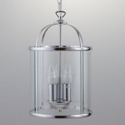 First Choice Lighting Polished Chrome 3 Lamp Lantern Style Pendant - image 1