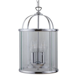 First Choice Lighting Polished Chrome 3 Lamp Lantern Style Pendant - thumbnail 2