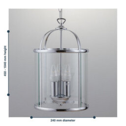First Choice Lighting Polished Chrome 3 Lamp Lantern Style Pendant - thumbnail 7