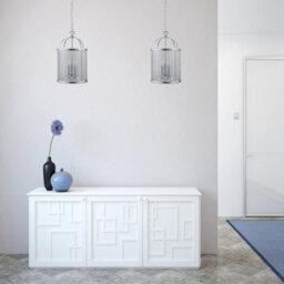First Choice Lighting Polished Chrome 3 Lamp Lantern Style Pendant - thumbnail 6