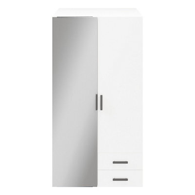 GoodHome Atomia Freestanding Matt White Chipboard Mirrored Wardrobe (H)1875mm (W)500mm (D)580mm