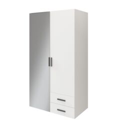 GoodHome Atomia Freestanding Matt White Chipboard Mirrored Wardrobe (H)1875mm (W)500mm (D)580mm - thumbnail 2
