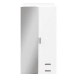 GoodHome Atomia Freestanding Matt White Chipboard Mirrored Wardrobe (H)1875mm (W)500mm (D)580mm - thumbnail 1