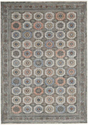 Grey Navy Traditional Luxurious Easy To Clean Bordered Floral Dining Room Bedroom And Living Room Rug -259Cm X 351Cm - thumbnail 7