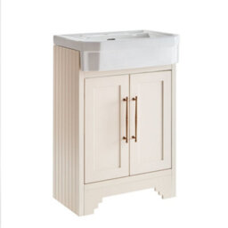 Homestylestore Antique White 570mm Bathroom Vanity Unit And Brushed Copper T Bar Handles - thumbnail 1