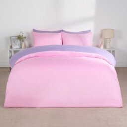 Ohs Reversible Duvet Cover Pillowcase Bedding Set, Lilac Pink- Single - thumbnail 4