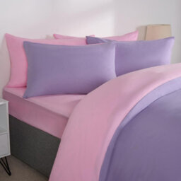 Ohs Reversible Duvet Cover Pillowcase Bedding Set, Lilac Pink- Single - thumbnail 3