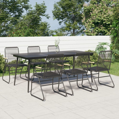 Berkfield 7 Piece Garden Dining Set Black Pvc Rattan - image 1