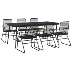 Berkfield 7 Piece Garden Dining Set Black Pvc Rattan - thumbnail 3