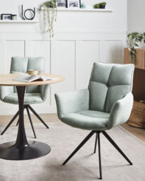 Beliani Dining Chair Swivel Corbie Fabric Mint Green - thumbnail 2