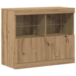 Berkfield Sideboard With Led Lights Artisan Oak 81X37X67 Cm - thumbnail 2