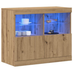 Berkfield Sideboard With Led Lights Artisan Oak 81X37X67 Cm - thumbnail 3