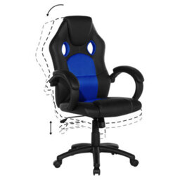 Beliani Office Chair Fighter Faux Leather Navy Blue - thumbnail 8