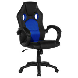 Beliani Office Chair Fighter Faux Leather Navy Blue - thumbnail 1