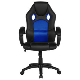 Beliani Office Chair Fighter Faux Leather Navy Blue - thumbnail 5