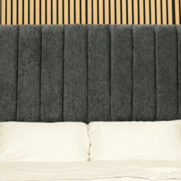 "Urban Textures - Apollo Luxury 26"" High Chenille Fabric Upholstered Line Headboard - Charcoal" - thumbnail 1