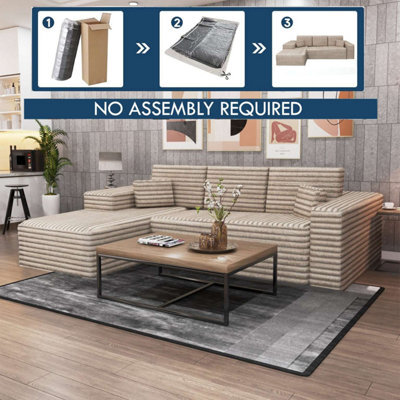 Sliding Wardrobes 4 u LTD Modern Comfort Compact Right Or Left Corner Sofa With Cushions Quick Easy Setup (Camel Brown- Leftcorner) - image 1