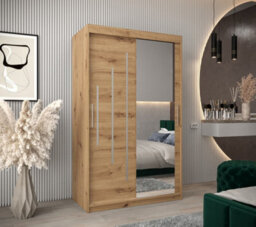 Arte Elegant Oak Artisan York Ii Sliding Door Wardrobe W1200mm H2000mm D620mm Mirrored Classic Storage Solution - thumbnail 2