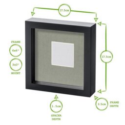 "Nicola Spring 6"" X 6"" White 3D Box Photo Frame - 2"" X 2"" Mount - Black" - thumbnail 4