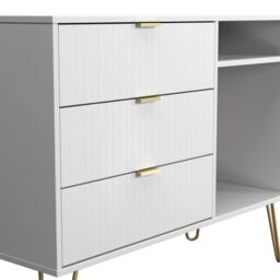 Linear Ready Assembled Matt White Media Unit With 2 Shelves & 3 Drawers, (H)97Cm X (W)74Cm X (D)39.5Cm - thumbnail 3