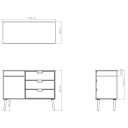 Linear Ready Assembled Matt White Media Unit With 2 Shelves & 3 Drawers, (H)97Cm X (W)74Cm X (D)39.5Cm - thumbnail 6