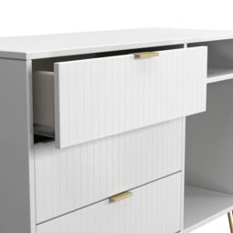 Linear Ready Assembled Matt White Media Unit With 2 Shelves & 3 Drawers, (H)97Cm X (W)74Cm X (D)39.5Cm - thumbnail 4