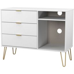 Linear Ready Assembled Matt White Media Unit With 2 Shelves & 3 Drawers, (H)97Cm X (W)74Cm X (D)39.5Cm - thumbnail 2
