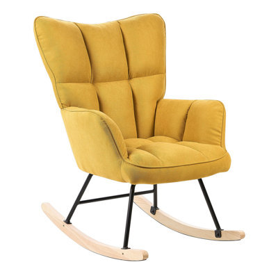 Beliani Rocking Chair Oulu Fabric Yellow - image 1