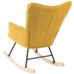 Beliani Rocking Chair Oulu Fabric Yellow - thumbnail 6