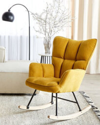 Beliani Rocking Chair Oulu Fabric Yellow - thumbnail 2