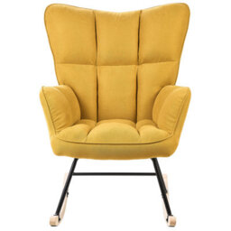 Beliani Rocking Chair Oulu Fabric Yellow - thumbnail 4
