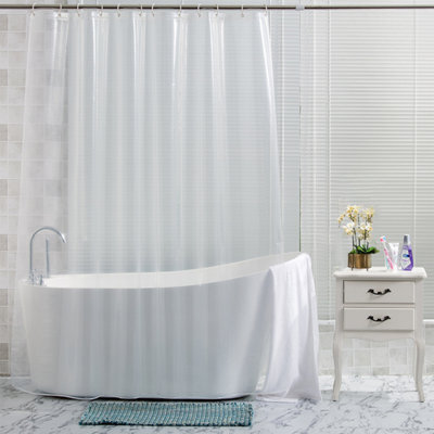 Neel Blue Peva Shower Curtains Transparent Shower Curtain Liner Mould & Mildew  With 12 Curtain Hook - image 1