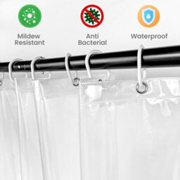 Neel Blue Peva Shower Curtains Transparent Shower Curtain Liner Mould & Mildew  With 12 Curtain Hook - thumbnail 9